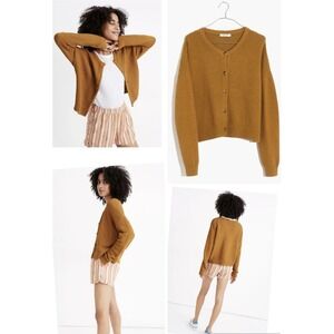 Madewell Women's Deville Cardigan Sweater Antique Gold Cotton Blend  Size M